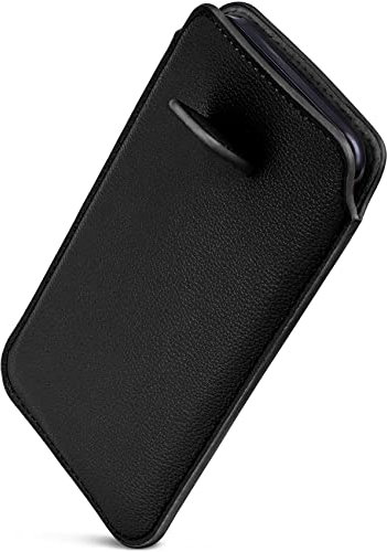 ONEFLOW Liberty Case für iPhone 15 Handy Einsteckhülle mit Rückzugfunktion, PU Leder Handytasche, Schutzhülle mit Lasche, Sleeve Etui Hülle zum Einstecken, Schwarz