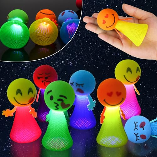 LED Feder Leucht Springendes Spielzeug, 12 Stück LED Spring Launchers Toys, LED Leuchtspielzeug Kindergeburtstags Mitgebsel, Jumping Spielzeug Led, Weihnachten Geschenke für 3-15 Jährige Kinder