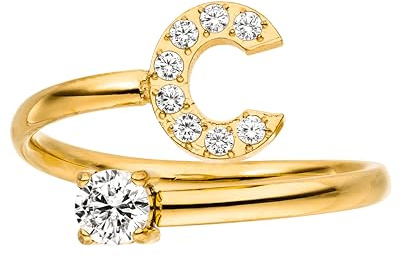 Purelei Buchstaben Ring – Damenring aus langlebigem Edelstahl – Wasserfeste Ringe – Verstellbare Ringe von Größe 50 bis 60 – Modeschmuck für deinen individuellen Look