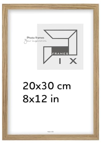Pix FRAMES Bilderrahmen 20x30cm - Holz Fotorahmen - Eiche | Holzbilderrahmen mit Plexiglas - Bilderrahmen Holz zum Aufhängen - Wooden Picture Frame - Photo Frame zum Aufstellen
