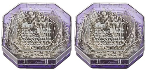 Prym 024120 Stecknadeln, 0,50 x 30mm, silberfarbig, 50g, Kunststoffdose, Stahl, 30 x 0,5mm (Packung mit 2)