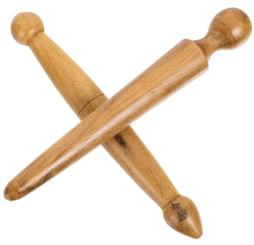 Beavorty Fußmassagestäbe 2 Stück Massageholzstäbe mit Glatter Oberfläche und Grate Tragbar für Zuhause und Unterwegs Massage Fuß