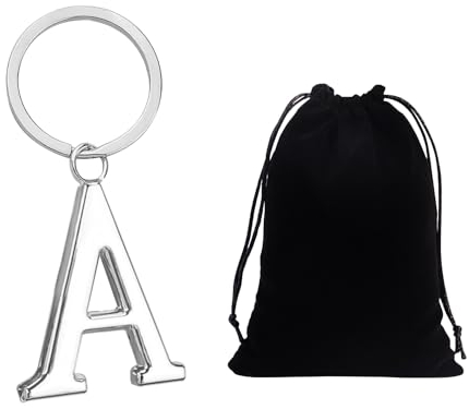 DAZZLUXE Porte-clés avec Lettre A et Pendentif Argenté - Sac de Rangement Inclus, 1 cm Breit, 2 cm Lang