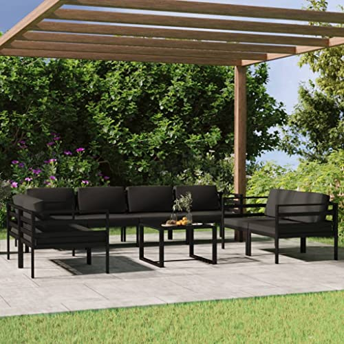 DYRJDJWIDHW europaletten,gartenmöbel Set,palettenkissen,9-TLG. Garten-Lounge-Set mit Kissen Aluminium AnthrazitGeeignet für Garten, Swimmingpool, Wohnzimmer, Terrasse