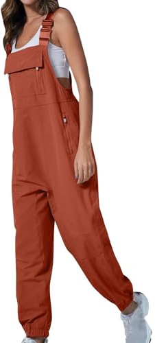 Work Overalls for Women Loose Fit Adjustable Straps Cargo Jumpsuit Work Utility & Safety Dungarees & Coveralls Ladies Casual Bib Rompers with Zippered Pockets Hiking Playsuits Suspender Long Trousers