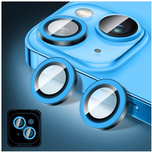 Kucheed Luminous Camera Lens Protector Compatible for iPhone 12/12 Mini, Bling Noctilucent Tempered Glass Camera Cover Film Stickers, Glow in the Dark Automatic Alignment Alloy Rings