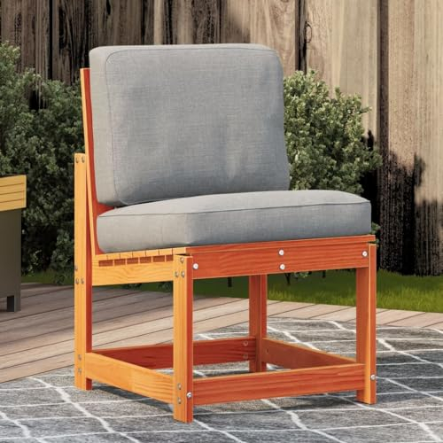 Homgoday Gartenstuhl Garten Essstuhl Balkonstuhl Gartenstühle Relaxstuhl Sessel Stuhl Gartensessel Holzstuhl Balkonstühle Relaxsessel Gartenmöbel Wachsbraun 50,5x55x77 cm Massivholz Kiefer