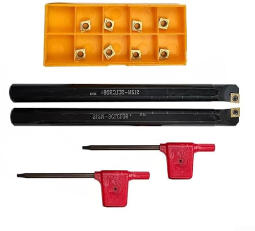 HOHOVYVY Barre de forage pour tour, burin de tournage, support d'outils CNC, S12M-SCLCR06 S12M-SCLCL06 Support d'outils avec 10 pièces CCMT060204
