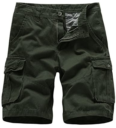 SRZYMJ Outdoorhose Herren Kurze Länge Shorts Herren Kurz Stretch Herren Cargohose Kurz Mit Gürtel Laufhose Kurz Jeans Kurz Angelbekleidung Wasserdicht Schlupfhose Armeegrün Herren Leinenhose Lang M