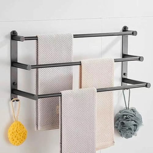 HEYANGZ Handtuchhalter Badezimmer-Handtuchhalter,Handtuchregal,Schwarze,Selbstklebende Wand-Handtuchstangen für Dusche und Küche,Badezimmer-Handtuchhalter,Wand-Handtuchhalter,mit Haken-3-Tier||100cm