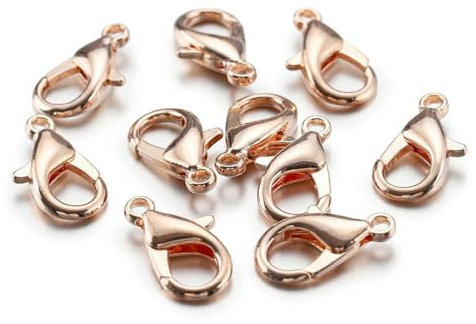 100 Stück 10–18 mm Karabinerverschlüsse zur Schmuckherstellung, DIY-Karabinerverschluss, Armband, Halskette, Haken, Kettenverschluss, Schlüsselanhänger-Roségold-14 mm