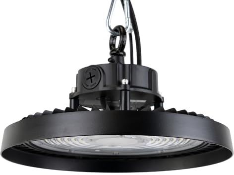 ENOVALITE LED Hallenleuchte 100/150/200W einstellbar, 4000K, IK09 | 170 lm/W, IP65, 0-10V dimmbar, bis 34000lm, UFO Lampe High Bay, Werkstattbeleuchtung, Industrieleuchte