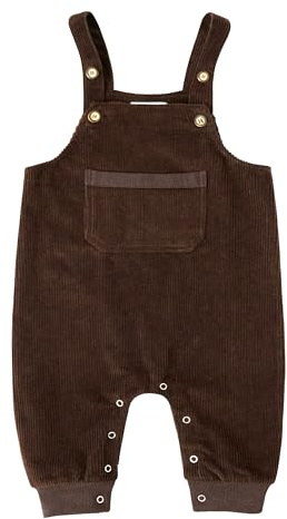 Volunboy Unisex Baby Cotton Dungarees, Toddler Corduroy Striped Adjustable Overalls(9-12 Months,Coffee,Tag Size 80)