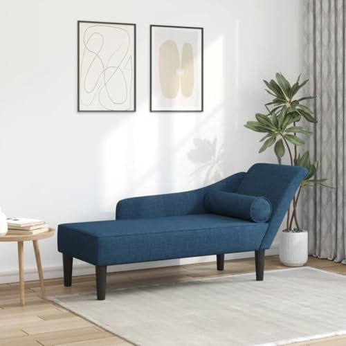 Homgoday Chaiselongue mit blauen Kissen aus Stoff, Sonnenliegen, Sofabett Möbel, Pool-Liege, Sonnenliege für den Garten