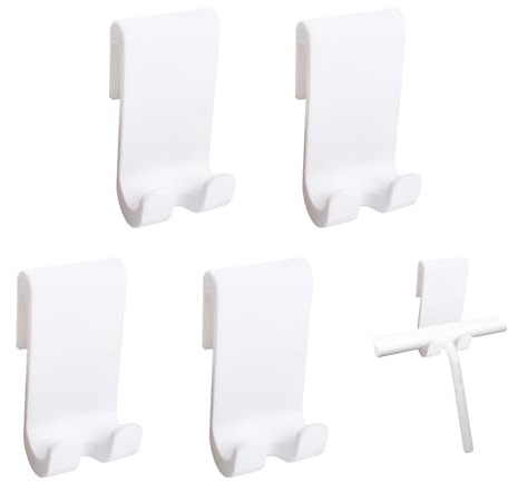 UFURMATE Dusch-Caddy Haken, Silikon, Rasiererhaken, Duschtürhaken, freies Loch, Handtuchhalter, Haken, rahmenlos, Glastür, Doppelhandtuchhaken, Weiß, 4 Stück