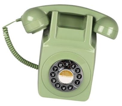 AsrMyjcx Supporto da Parete per Telefono Fisso retrò, Telefono a quadrante, Decorazione per la casa, Tipo Vintage, Telefono Antico per Affari, Feste, Famiglia, Verde