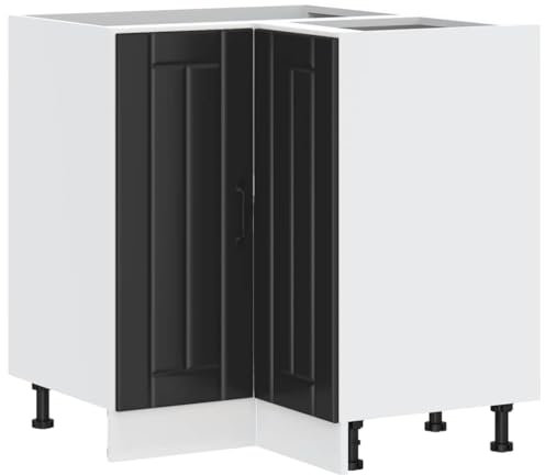 HEFZGDB Küchen-Eckunterschrank Lucca Schwarz Holzwerkstoff Badschrank Küchenzeile Küchenmöbel Einzelteile Mehrzweckschrank für Küche Wohnbereich Speisesaal Badezimmer