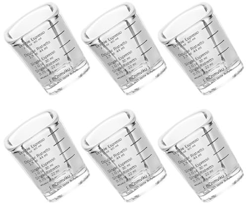 Cabilock Vasos Medidores De Vidrio Reutilizables 6 Unidades Para Café Espresso 60 Ml Fáciles De Limpiar