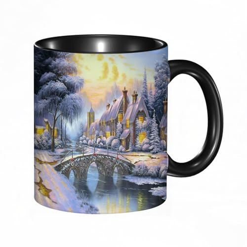 HRRASFAZF Taza divertida de cerámica de 11 onzas,Puente de Navidad,Tazas Originales de Desayuno - Graciosos Ideas para Regalos - Cerámica 330 ml