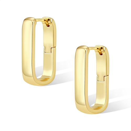 Creolen Ohrringe Damen Gold Silber 925 Geometrisch U-Form Eckig Creolen | ALEXCRAFT Creolen Ohrringe Damen Gold Silber 925 Geometrisch U-Form Eckig Huggie Minimalist Creolen Ohrring Hypoallergen