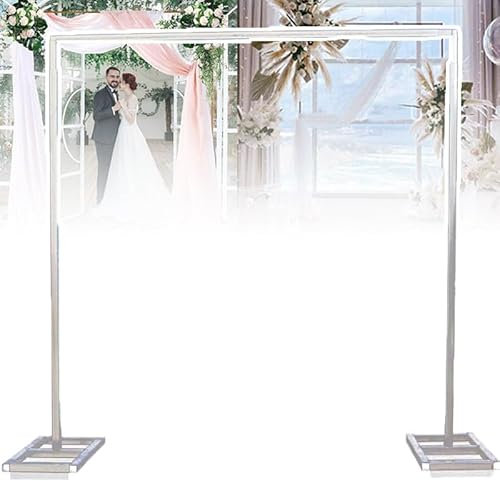 SFSLBFB Arche de Jardin carrée en métal réglable, 200 cm/300 cm, avec Support de Base, pour Mariage, cérémonie, fête, Blanc, 2 x 2 m (1 à 2 m)