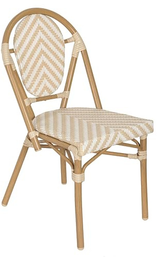 Oviala Chaise de terrasse Style bistrot Parisien en Aluminium et rotin Beige
