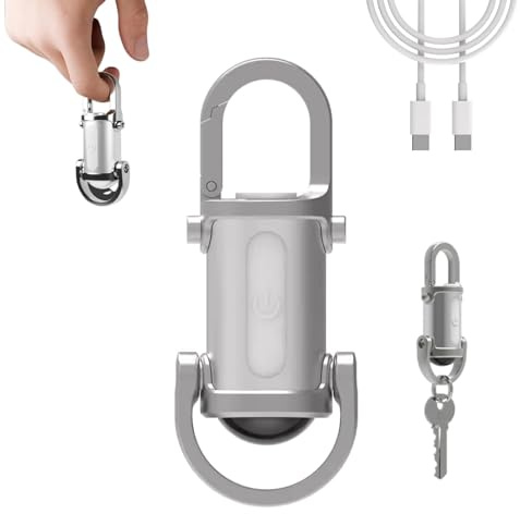 Knubbuf 1200lm Super Bright Mini Keychain Flashlight Waterproof, Mini Keychain Flashlight, Rechargeable Led Keychain Torch with Power Bank & 3 Modes for Outdoor, Camping (White)