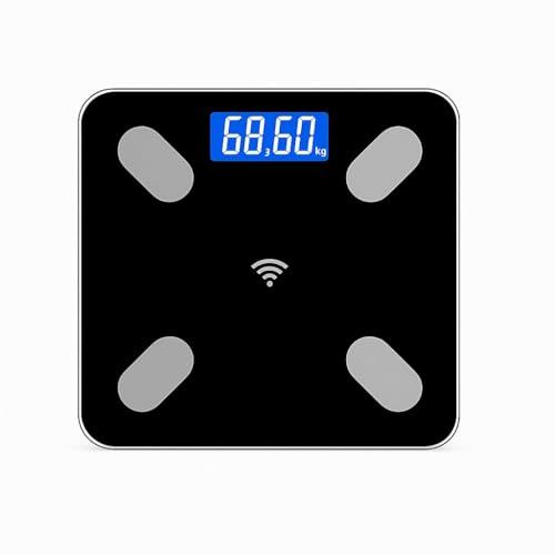 Bilancia Pesapersone Smart Digitale con APP | Bilancia Professionale e Intelligente per Monitoraggio Peso Corporeo, BMI e Massa Grassa con Batterie incluse