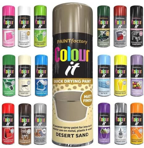 Pack of 6 Spray Paint Desert Sand Matt Aerosol 250ml Cans - Quick Dry, All Purpose Spray Paint for Interior and Exterior Ideal for Wood, Metal, Plastic, Indoor & Outdoor Use