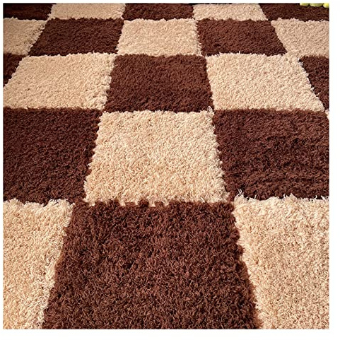 Ineinander greifende Bodenmatten, 10 Stück, Plüschschaum-Bodenmatte, ineinander greifende Teppichfliesen, Kletterteppiche for die Dekoration des Spielzimmers zu Hause, 30,5 x 30,5 cm, Dunkel-Hell-Kaff
