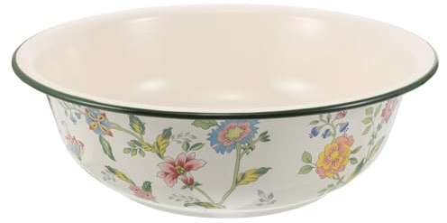 Cabilock Cuenco de Esmalte Grueso Vintage para Lavar Verduras y Mezclar en Cocina Gran Capacidad y Diseño Clásico Resistente para Uso Versátil