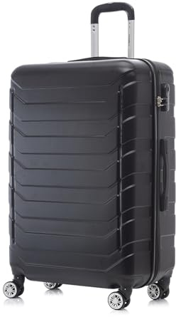 YONSLY Reisekoffer Trolley, Rollkoffer Travel Handgepäck Set, Koffer Suitcase mit 4 Rollen 360°, Zahlenschloss, Weicher Gummigriff, Hartschalenreisekoffer (XL, Schwarz)
