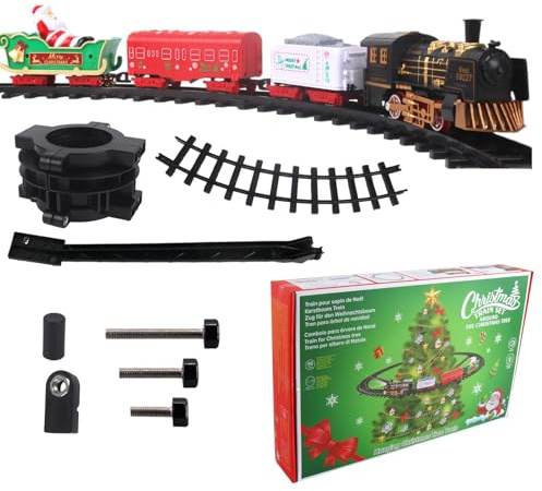 Treni giocattolo per bambini, auto elettrica con vie, treno retrò per bambini con luci e musica, per bambini compleanno festa dei bambini Natale Capodanno