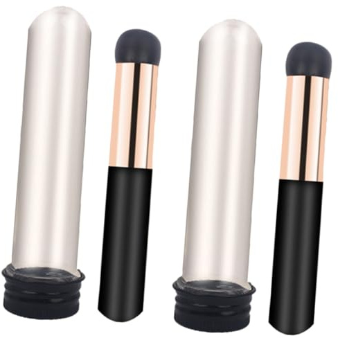 Cabilock 2 Pinceles de Labios de Silicona Estuche, Aplicador Portátil y Preciso para Maquillaje Profesional, Brochas Redondas para Mujer
