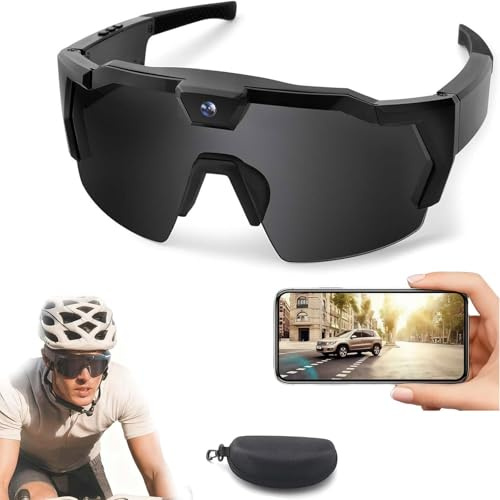 Adius 4K HD Baseball Glasses with Camera, Occhiali 4k Baseball con Telecamera, Memoria da 64 GB, Supporto Foto/Video, Sport d'azione per Ciclismo ed Escursionismo (Black-B)