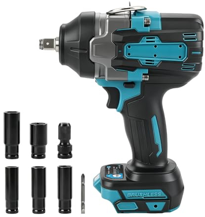 Akku-Schlagschrauber Kompatibel mit MaKita 18V, 3-in-1-Schlagschrauber mit hohem Drehmoment (1200 Nm / 900 ft-lbs), 5 Geschwindigkeitsstufen, 1/2-Zoll-Aufnahme und 5 Stecknüssen für den Reifenwechsel
