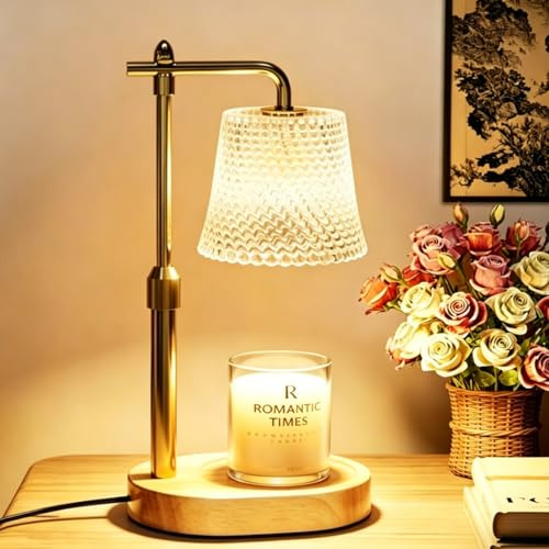 Joupha Candle Warmer Lamp with Timer, Adjustable Height & Dimmable Glass Jar Candle Warmer - 2 Bulbs Included, Perfect for Home Decor, Women Gift, Bedroom Ambiance,Holiday Presents