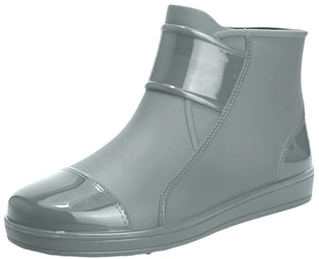 Stivaletti da uomo eleganti impermeabili eleganti con cinturino lucido stivali da pioggia piatti scarpe da pioggia moderne antiscivolo per passeggiate urbane