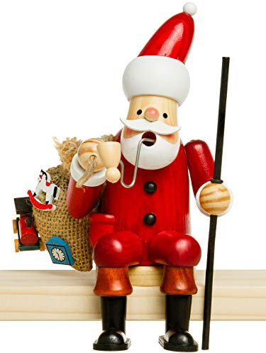 Sikora RM-A-Kantenhocker Holz Räuchermännchen H:16,5 cm - Verschiedene Motive, Farbe/Modell:A01 Kantenhocker Rot - Weihnachtsmann, Höhe in cm:Höhe ca. 16.5 cm