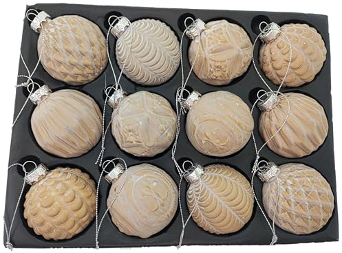 12er Set edle Luxus Glas Weihnachtskugeln Ø 6cm Weihnachtsbaum Kugeln Christbaumkugeln Weihnachts-Deko Christbaum-Schmuck (Sortiment I)