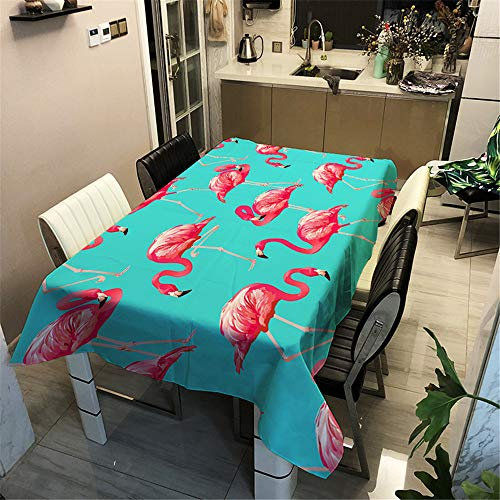 Surwin Tischtuch Drucken Tischdecke, Rechteckige Tischdecke Fleckschutz Pflegeleicht Abwaschbar Wählbar für Home Küche Dekoration (Blauer Flamingo,140x200cm)
