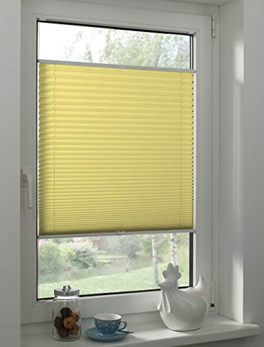 Sunpro24 Plissee auf Maß, Blickdichtes Faltrollo, Klemm-Montage, Sonnenschutzrollo, (B) 20-50 x (H) 20-80 cm, Gelb
