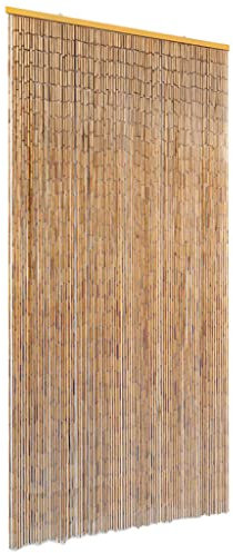 WIFESE Insektenschutz Türvorhang 90x220 cm Bambusvorhang Fadenvorhang Raumteiler Fliegenschutz Türvorhänge Raumtrenner Hängend Fadenvorhang Blickdicht Vorhang tür Balkontür Bambus Braun