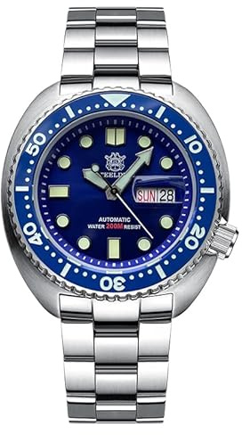 Steeldive SD1972 Herren-Armbanduhr, Edelstahl, automatisch, mechanische Keramik-Lünette, Sport-Taucheruhr, blau