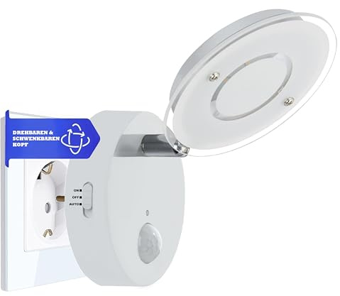 Trango LED Sensor Nachtlicht *NITE* 2636-016 in Weiß mit Automatikfunktion direkt 230V mit Bewegungssensor I Sicherheitslicht I Steckdose Lampe I Wandlampe I Orientierungslicht I Kinder Nachtlampe