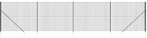 vidaXL Clôture en Treillis Métallique et Ancrage, Panneau de Clôture Décoratif, Barrière de Protection Jardin Patio Extérieur, Anthracite 2x10 m