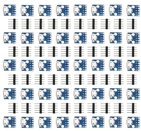 HUAZIZ 40 Pièces Micro USB Adaptateur Dip 5V 2.54mm 5Pin 5 Broches Connecteur B Type DIY Mâle Connecteur Adaptateur Micro USB vers Convertisseur Dip