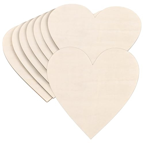 MUXHEL 8er-Set Holzherz, 220mm Holz Herz, Herzförmig Holzplatten, DIY Holzherzen, Herzform aus Holz, Herzscheiben, Holzherz für Maibaum für Geburtstag, Hochzeit