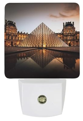 SYJTGDE Night Light, Louvre Museum in Paris Night Lights for Bedroom,Smart LED Sensor Night Light，Portable Graphic Night Light Bedroom, Bathroom, Hallway Stairway, 11.5x7.5x5cm
