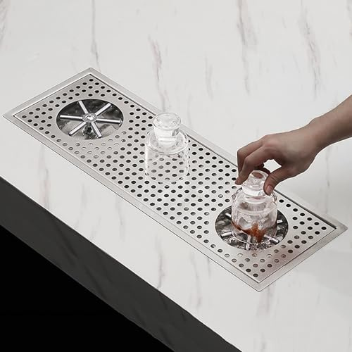 Enjuagadora de Vasos Automática de Acero Inoxidable de Doble Cabezal para Cafeterías, Accesorios para Fregaderos de Bar.(Silver)